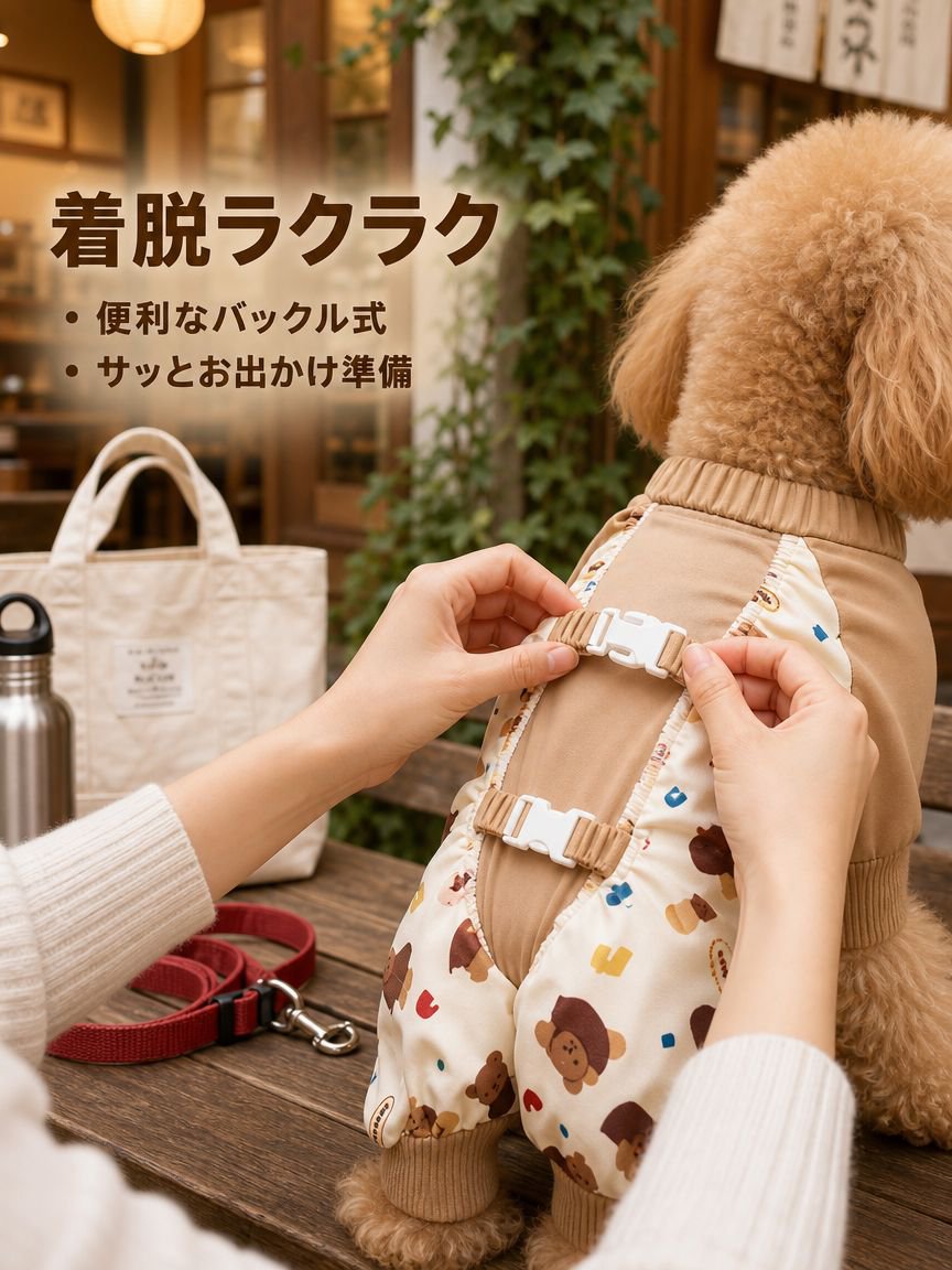 小中型犬プリントの防塵パンツ