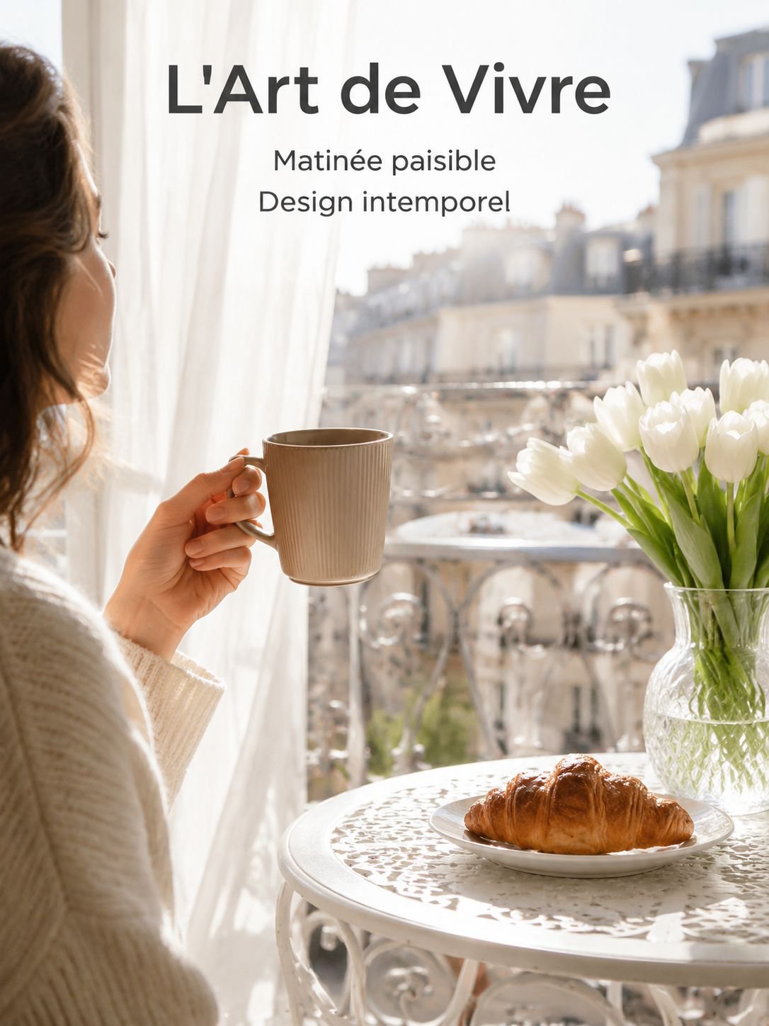Tasse en céramique gaufrée à rayures verticales style minimaliste