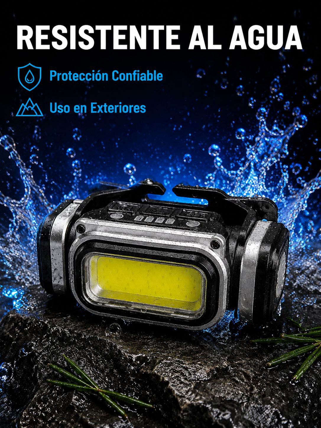 Lámpara Frontal LED de Alta Potencia y Largo Alcance, Portátil