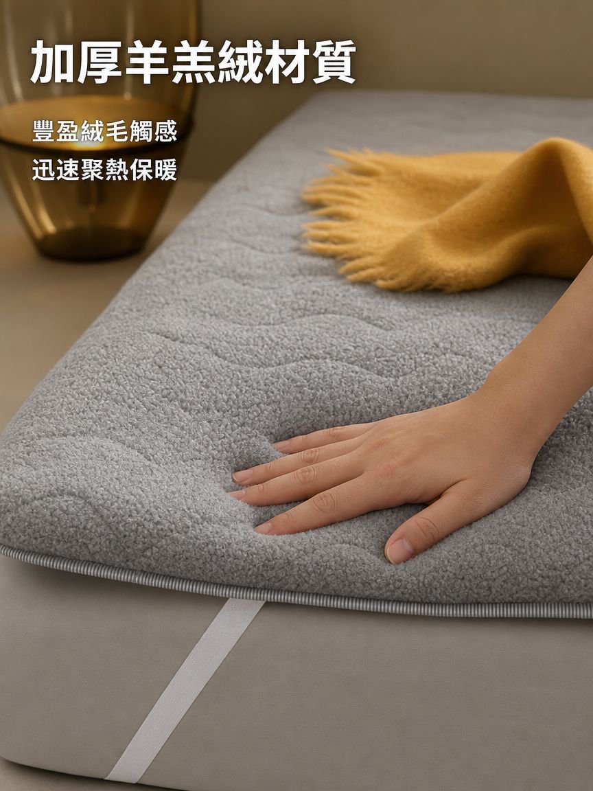 加厚保暖羊羔絨床墊