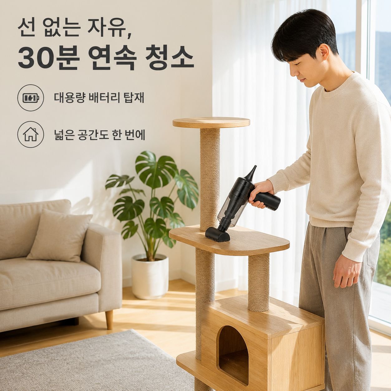 반려동물 털 제거 무선 청소기
