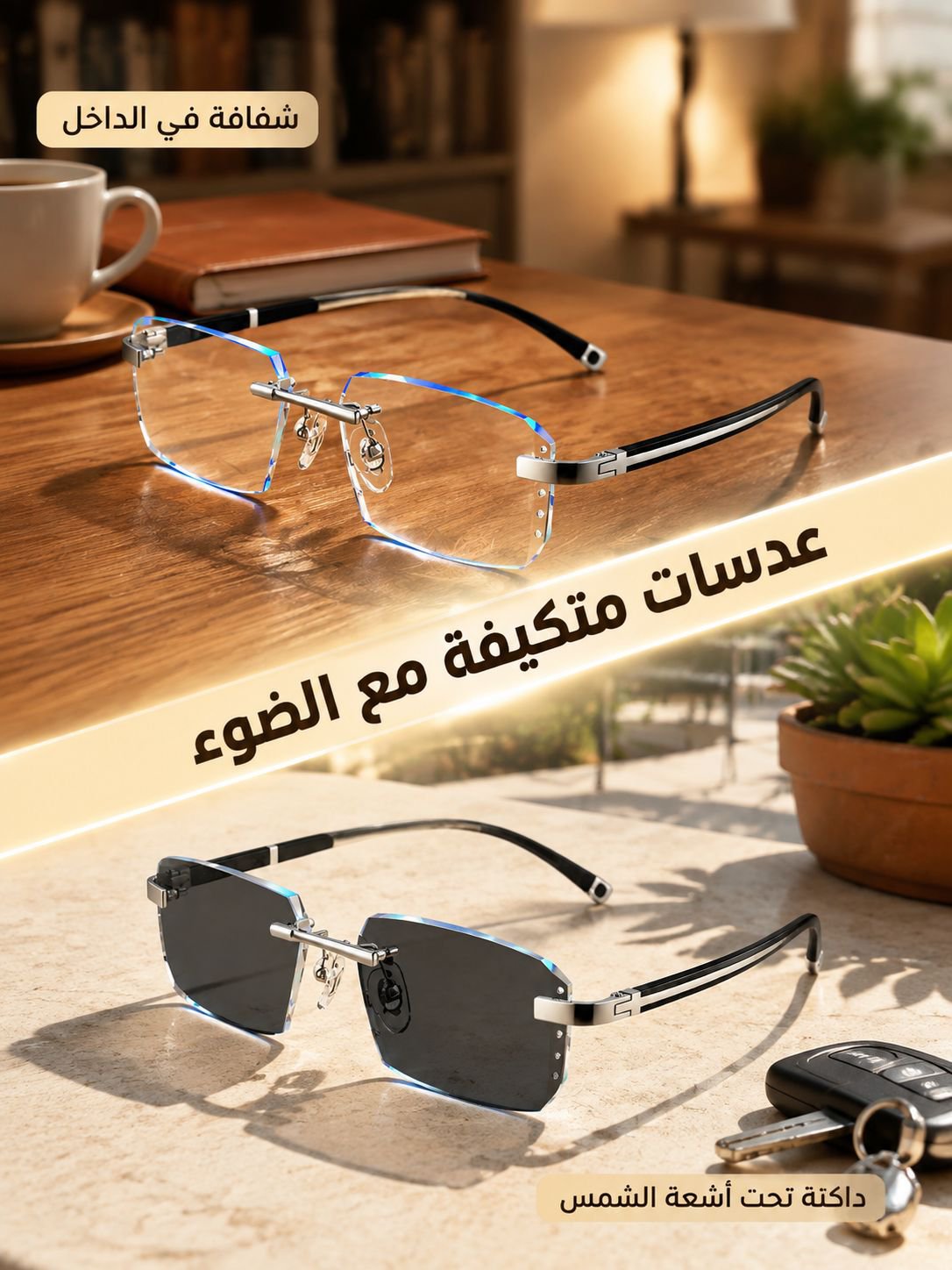 نظارة قراءة فوتوكرومية ومقاومة للضوء الأزرق