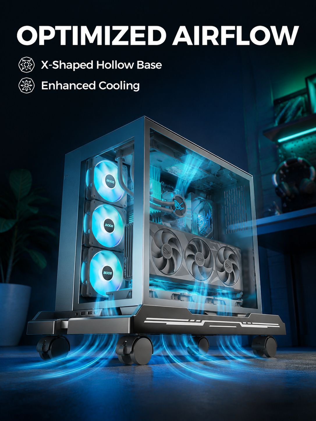 Heavy-duty adjustable base for CPU case