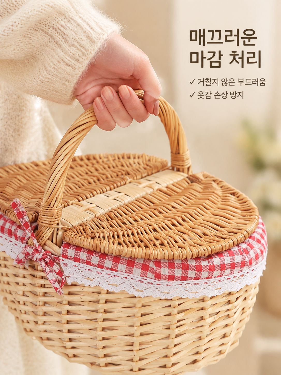 엮어 만든 피크닉 바구니