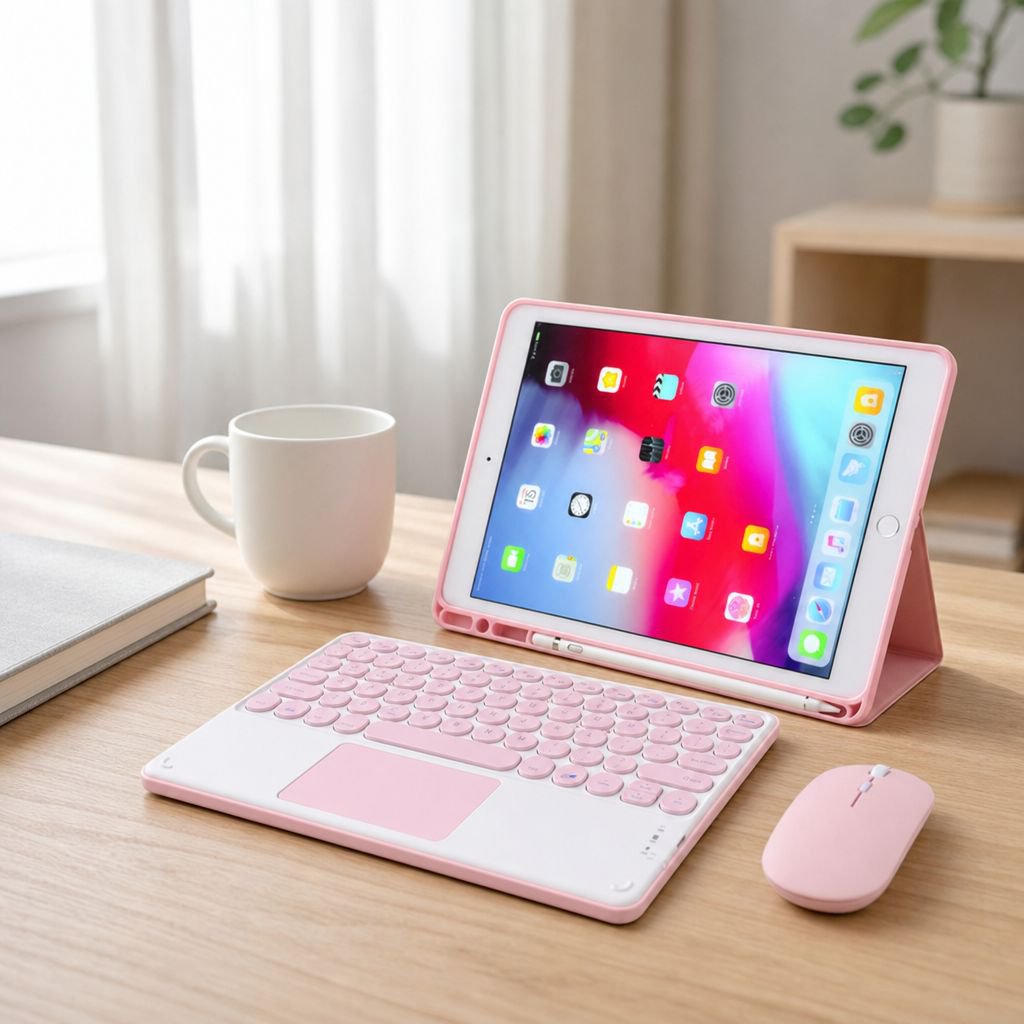 Bluetoothタッチキーボード付きタブレットケース、マウス付き