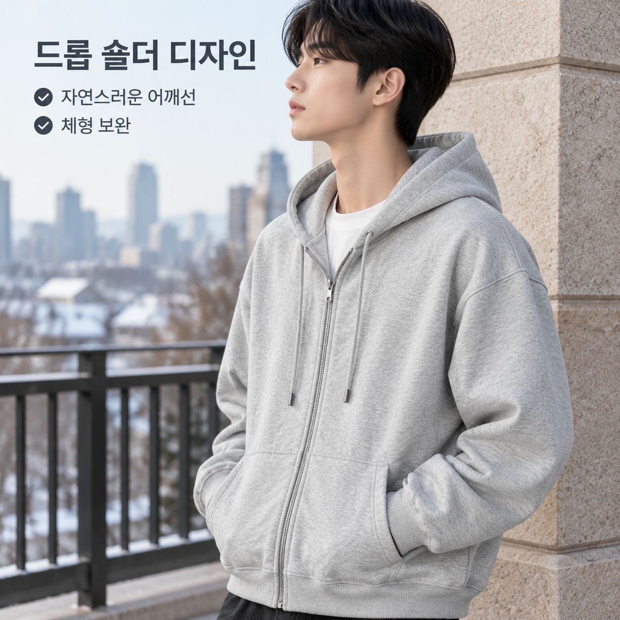 남성용 후드 스웨트셔츠 가디건