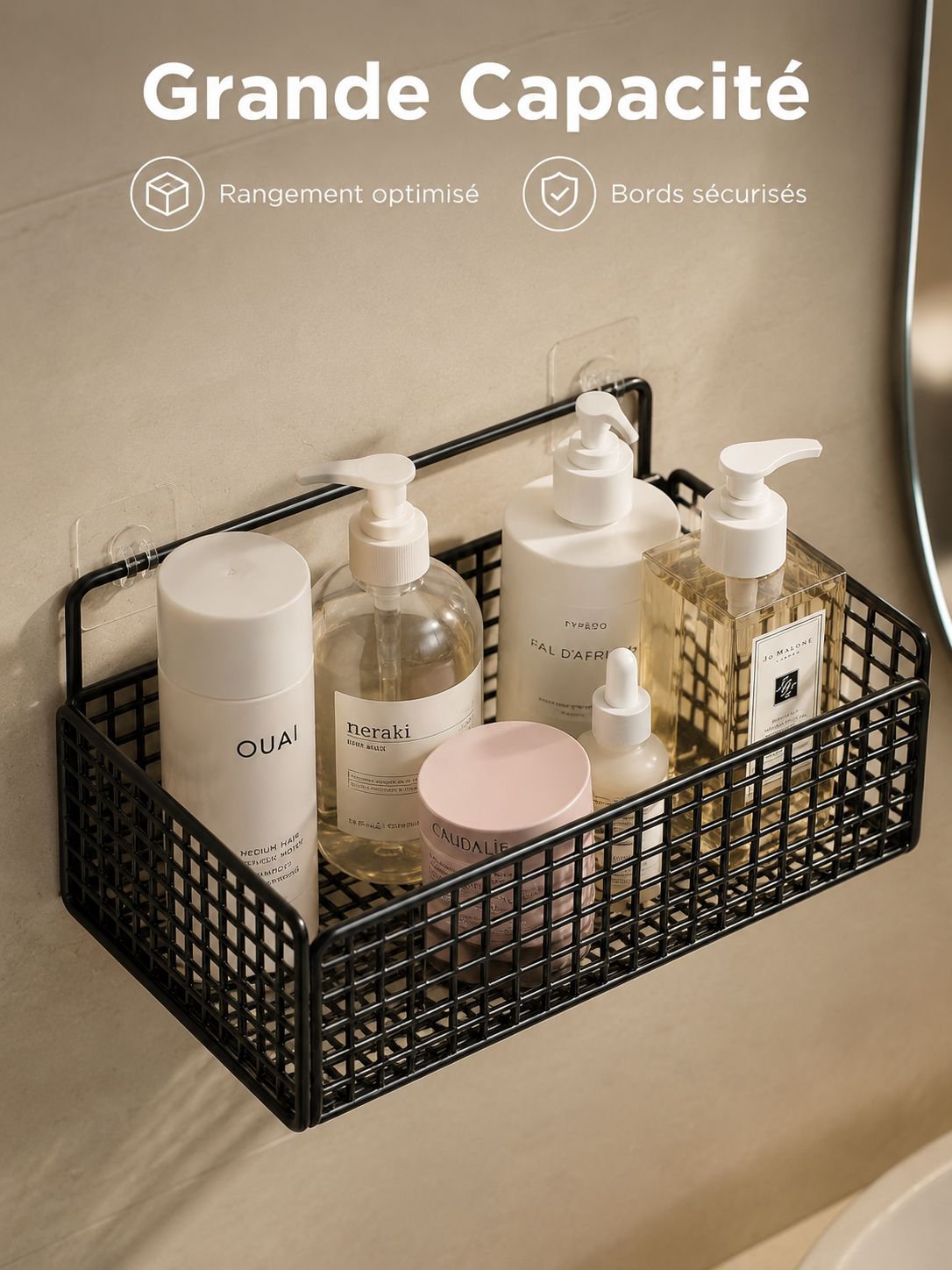 Étagère murale avec design épuré pour salle de bain