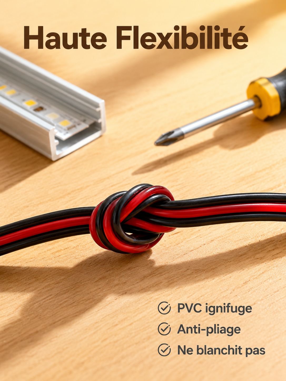 Câble double 2468 rouge et noir pour bande LED, PVC, petite bobine 30-16AWG