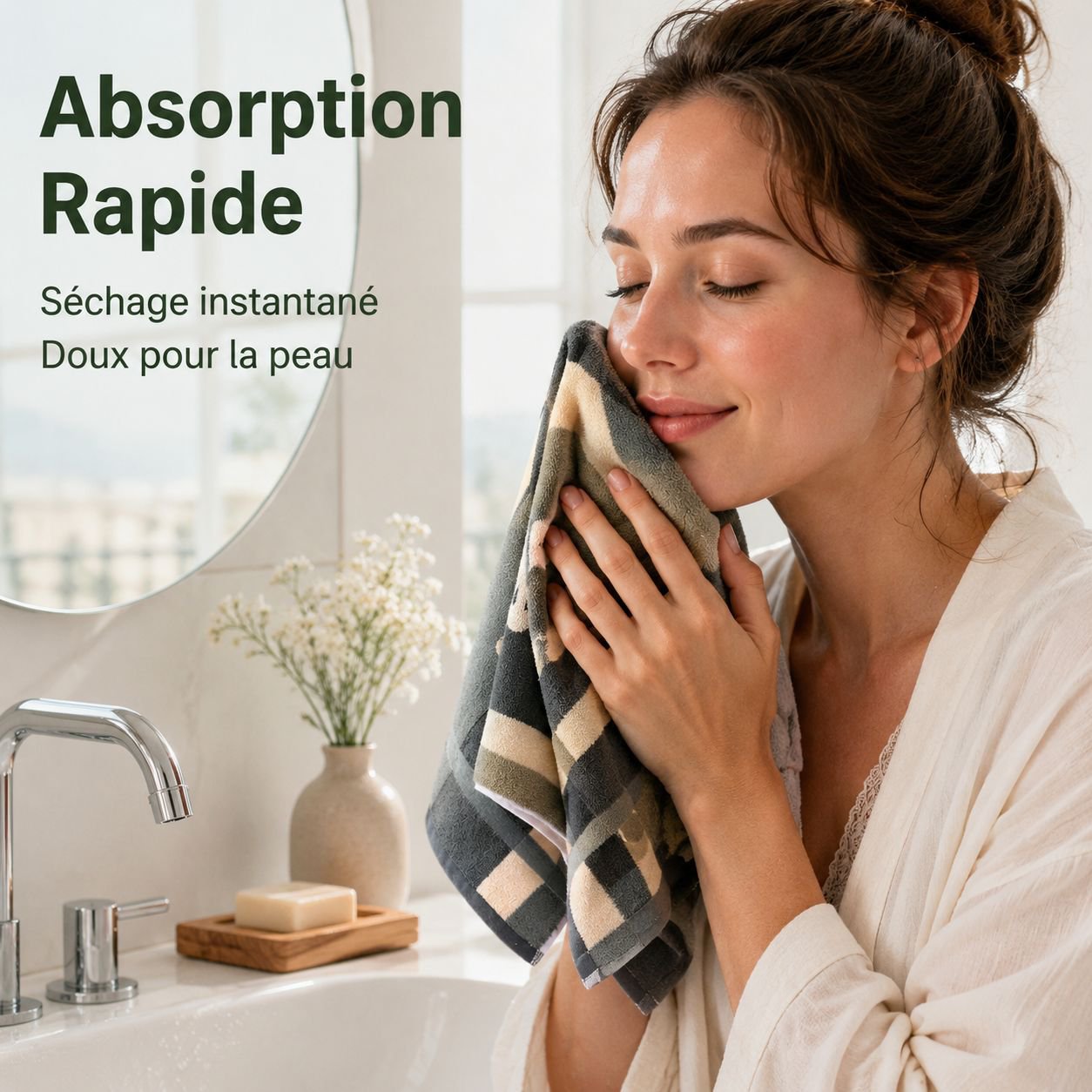 Serviette en coton pur unisexe pour la maison