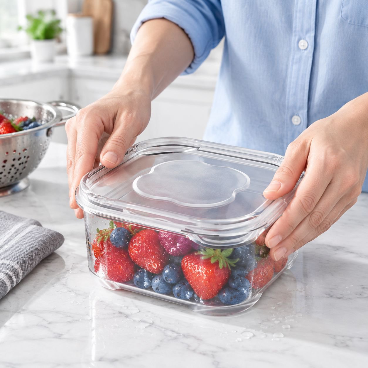 Multi-functional food storage container with airtight lid