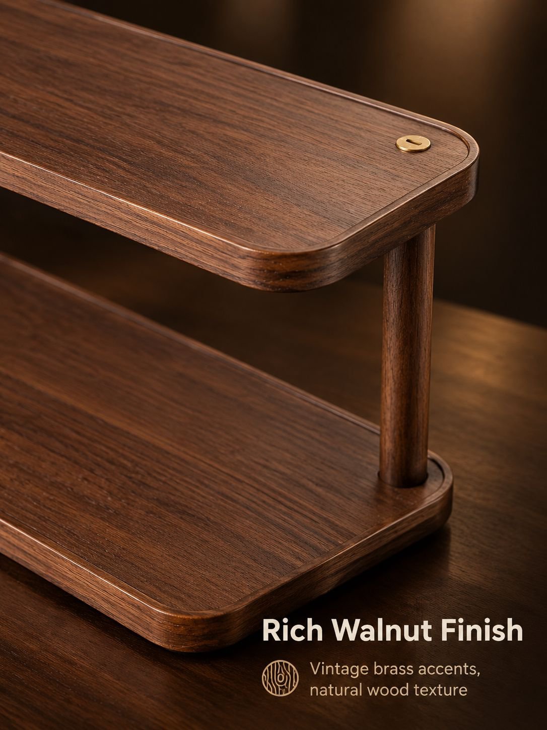Space-saving vertical desk shelf for small workspaces