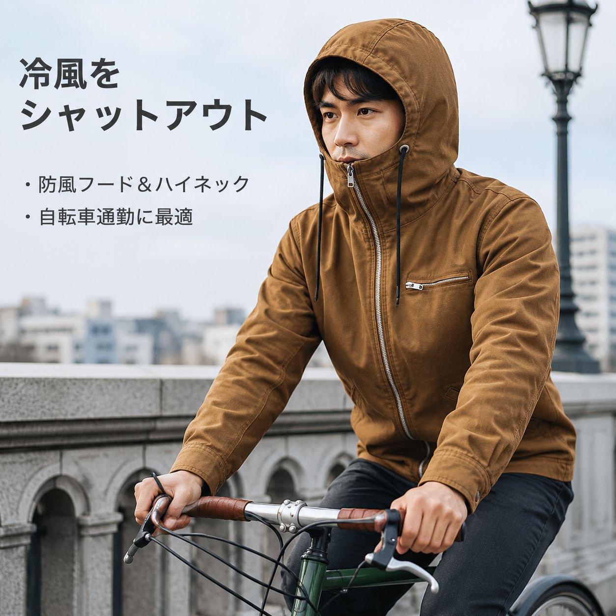 メンズ 無地 フード付き フリース裏地付きジャケット