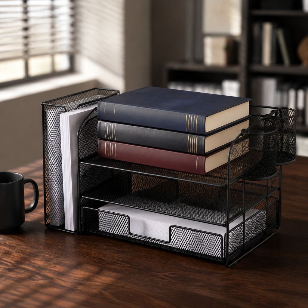 Sturdy desk file holder for efficient workspace