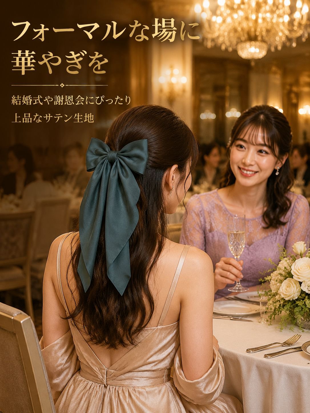 レディースリボンヘアアクセサリークリップ