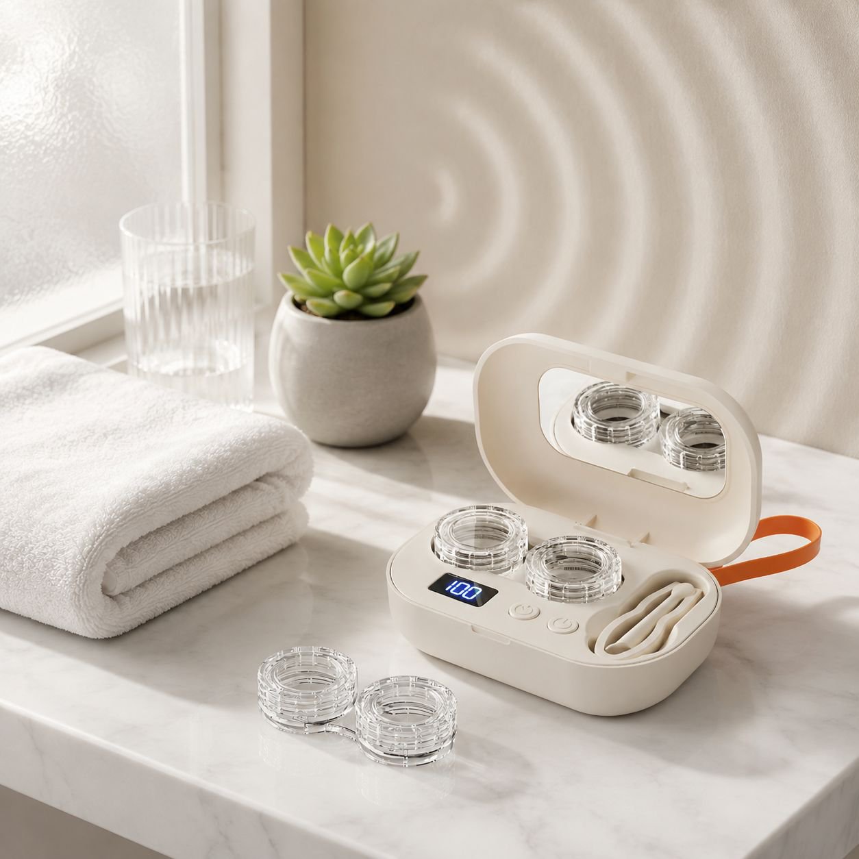 High-Frequency Sonic Automatic Contact Lens Cleaner Portable Case