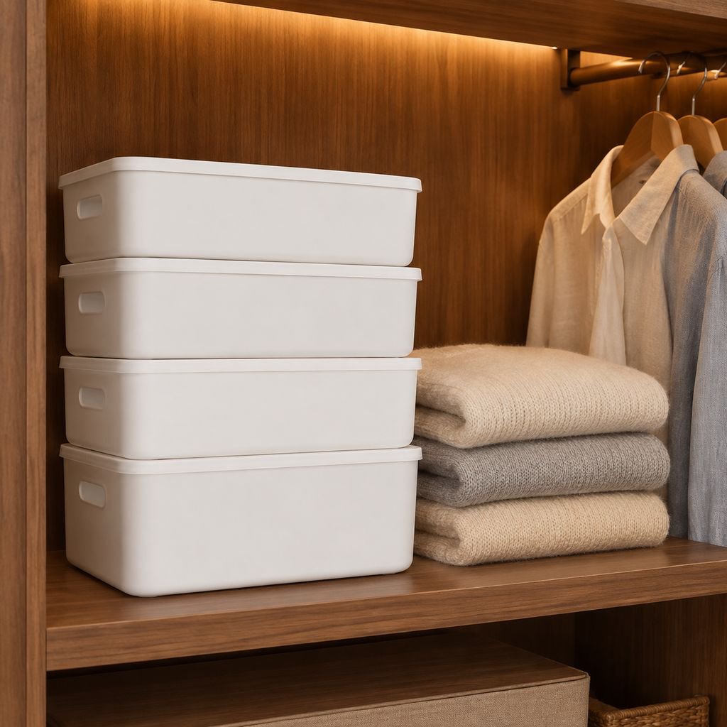 Household Large Plastic Storage Box with Lid for Clothes, Sundries, and Snacks