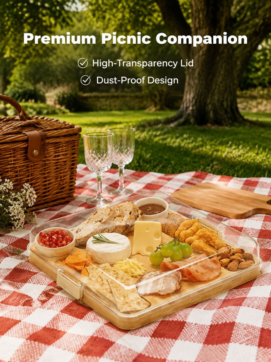 Bamboo divided cooked food tray