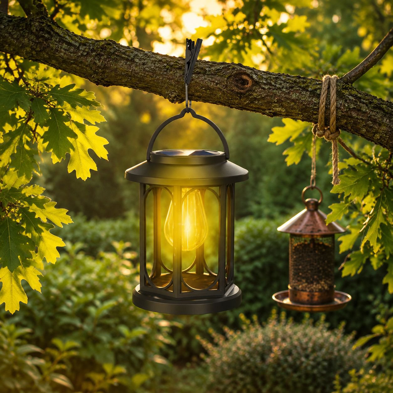 Solar Hanging Retro Garden Light IP65 Waterproof Warm Color Bulb
