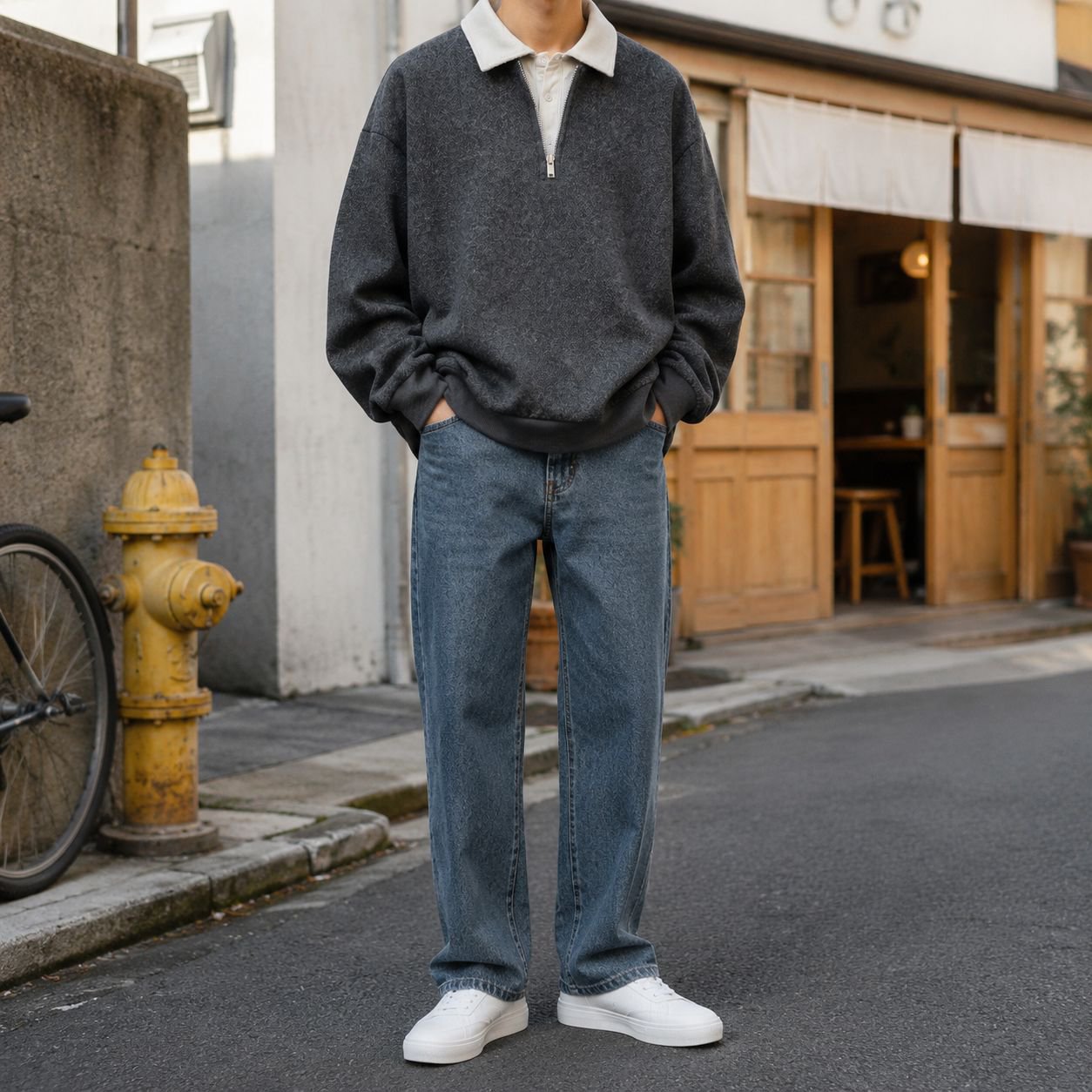 レイヤード風デザインでおしゃれな秋冬コーデ