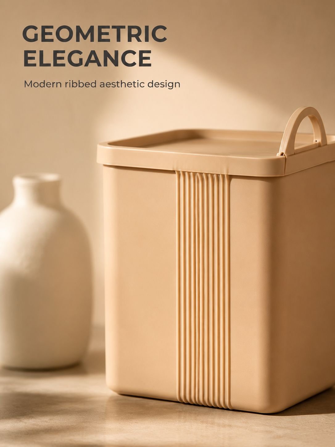 Closed view of the Lidded Multipurpose Storage Box with stackable functionality