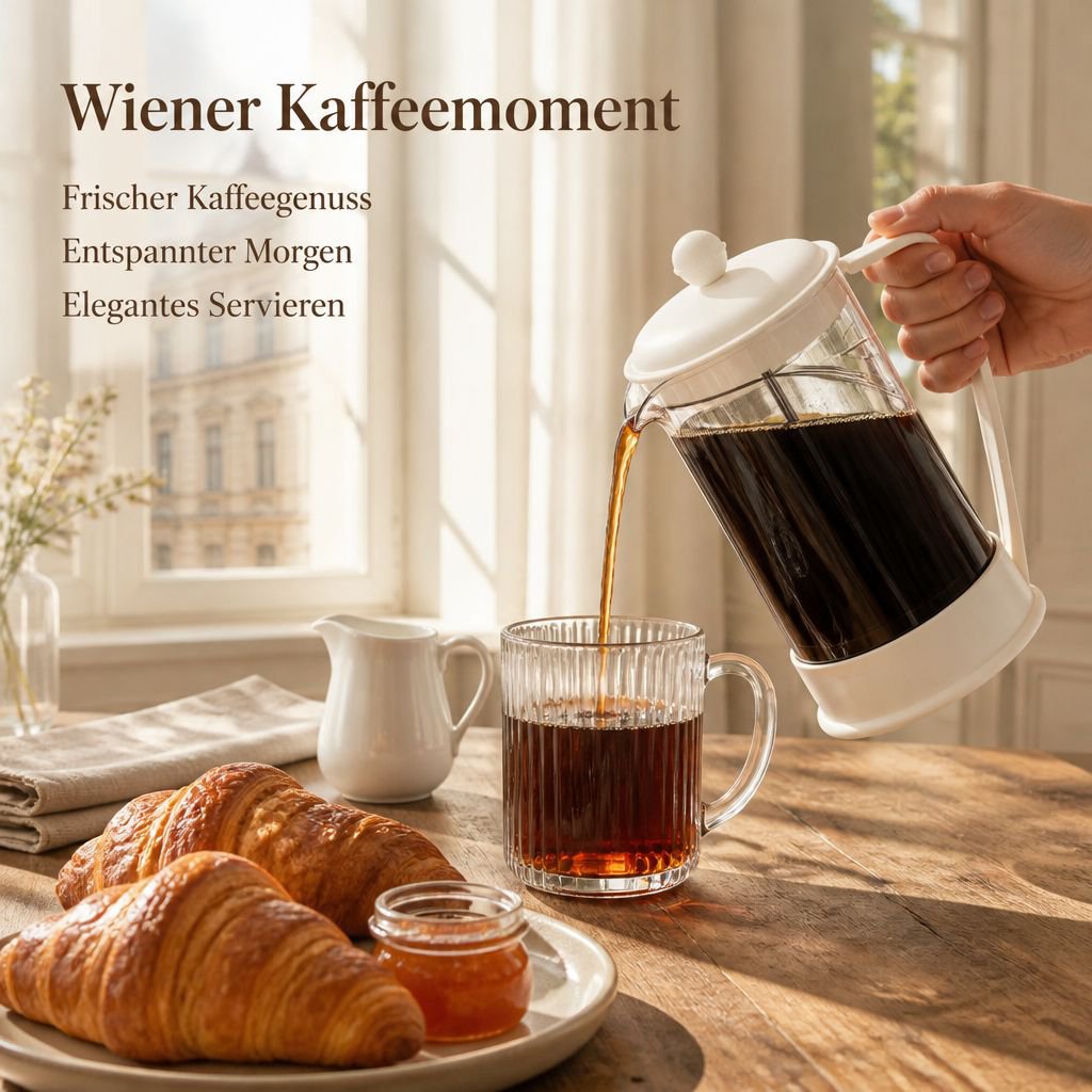 French Press Kaffeebereiter Glas Stempelkanne mit Edelstahl-Filter
