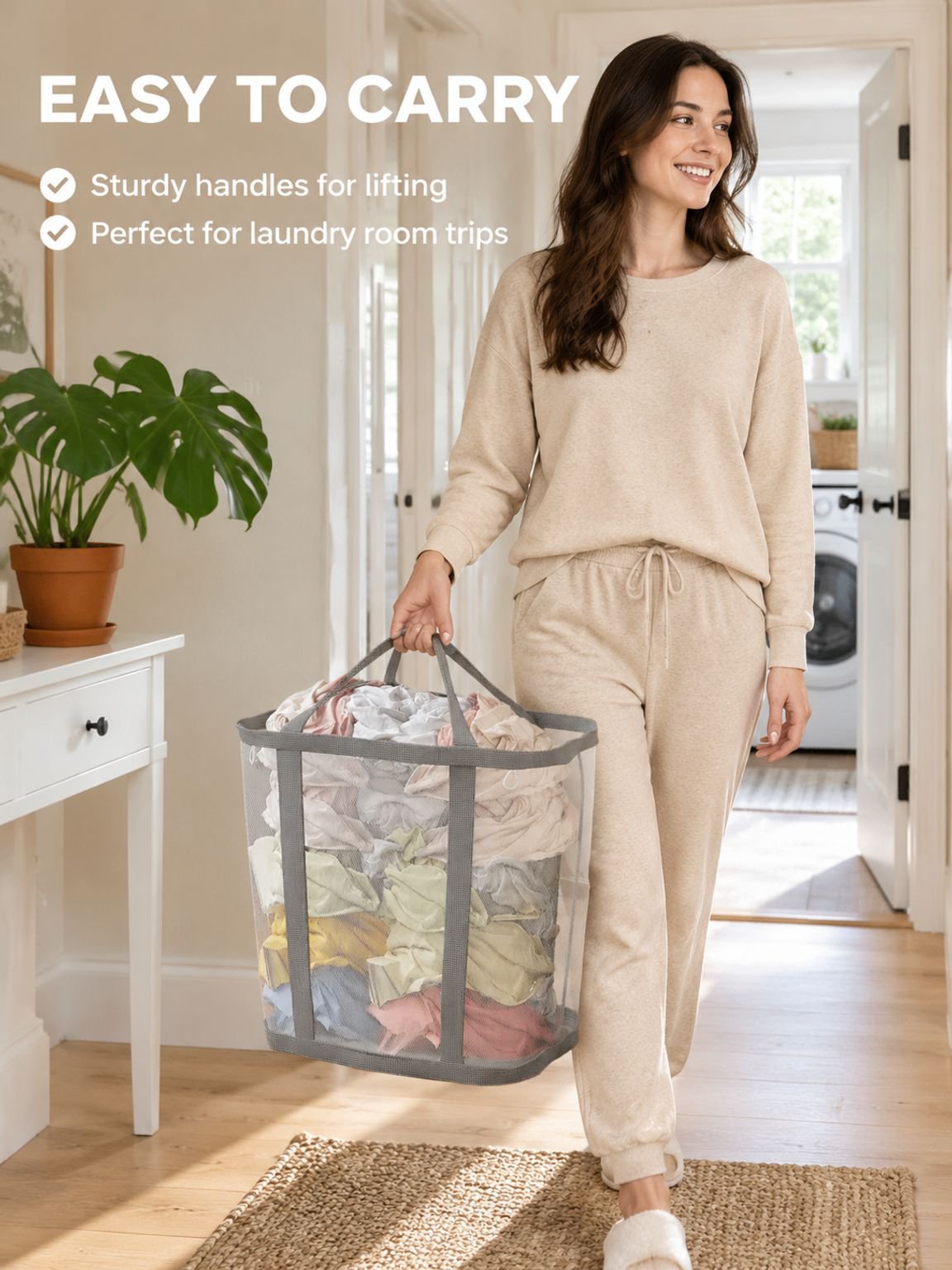 Large capacity foldable storage basket for dirty clothes