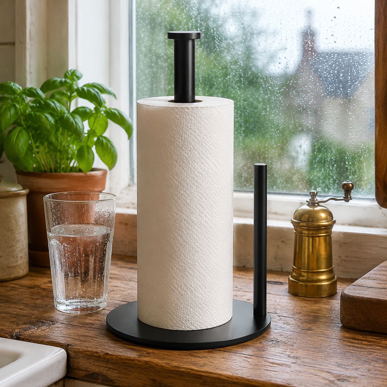 Durable stainless steel paper towel stand for home
