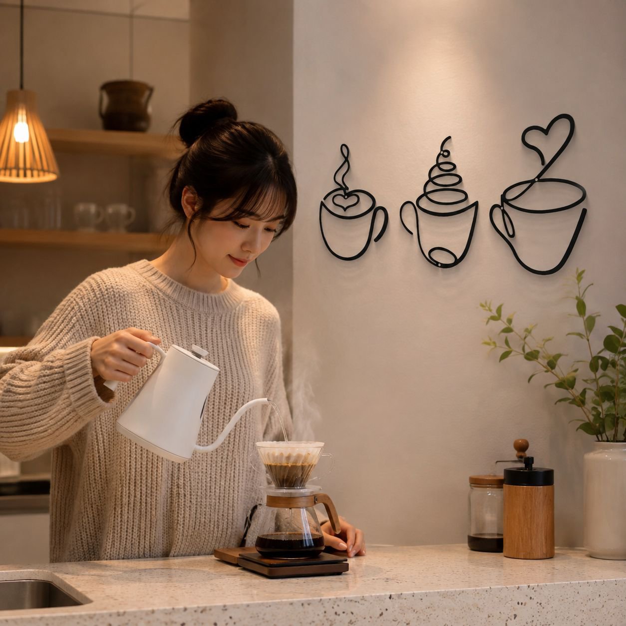 커피 철제 장식품