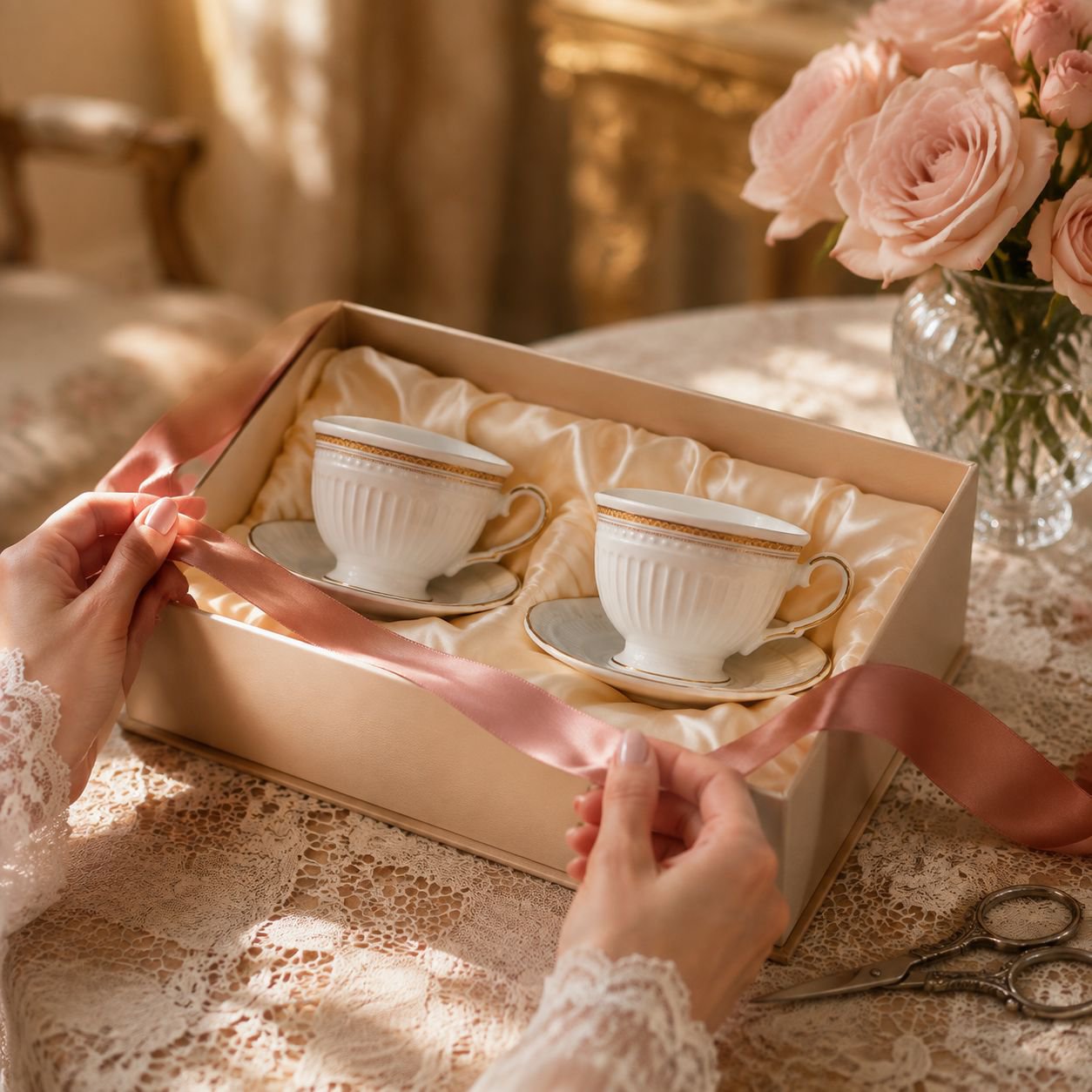 Juego de taza y plato de café de cerámica exquisita