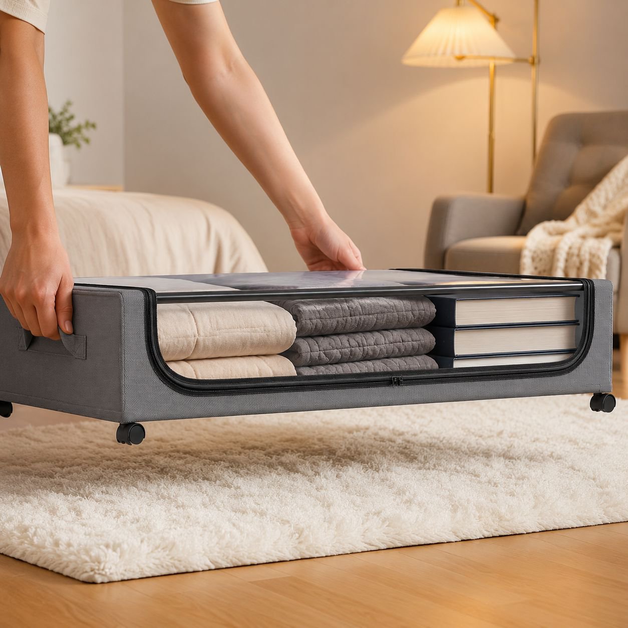 Space-saving under bed storage solution