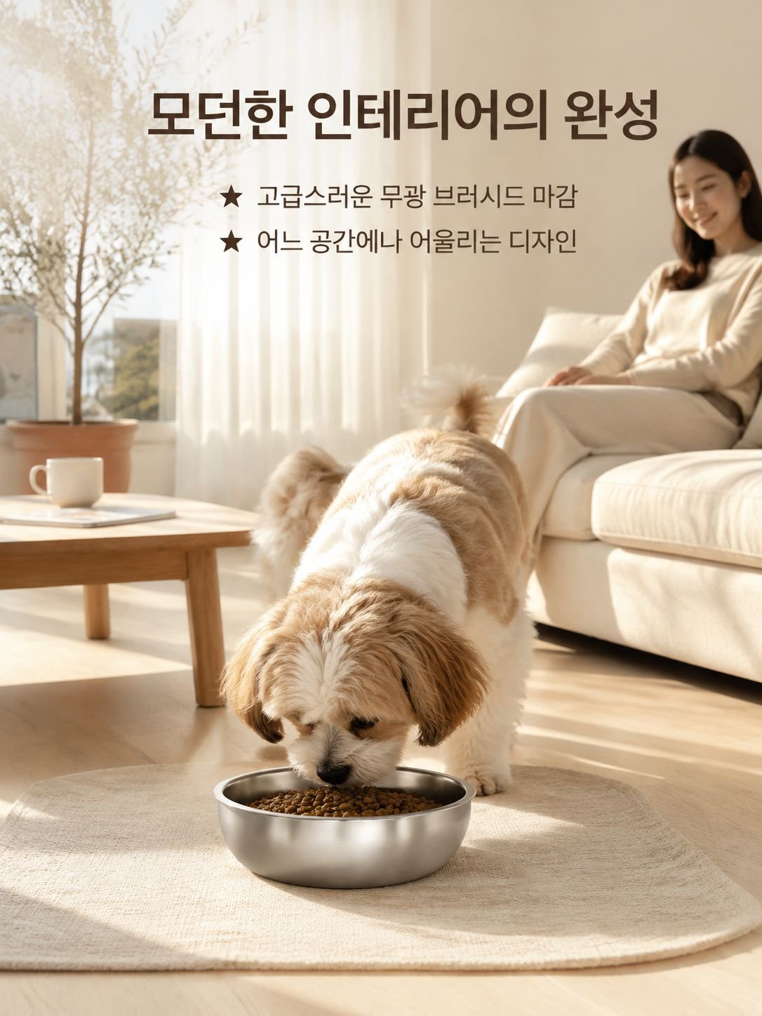 실버 스테인리스 강아지 사료 그릇