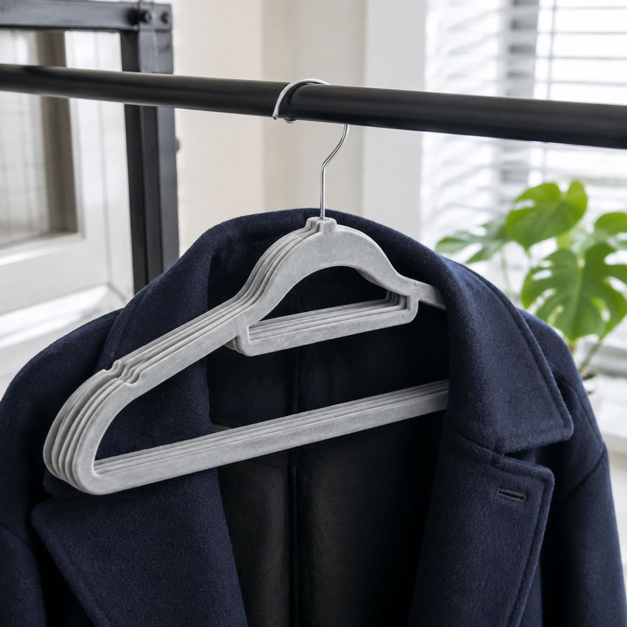 Black velvet hangers with strong hooks