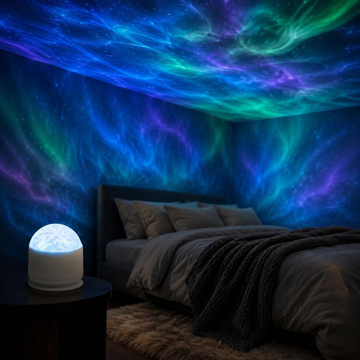 Lámpara Creativa de Proyección de Agua y Aurora Boreal, Cielo Estrellado para Dormitorio