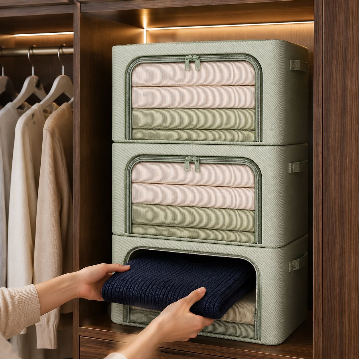 Durable fabric storage bag for bedding and garments