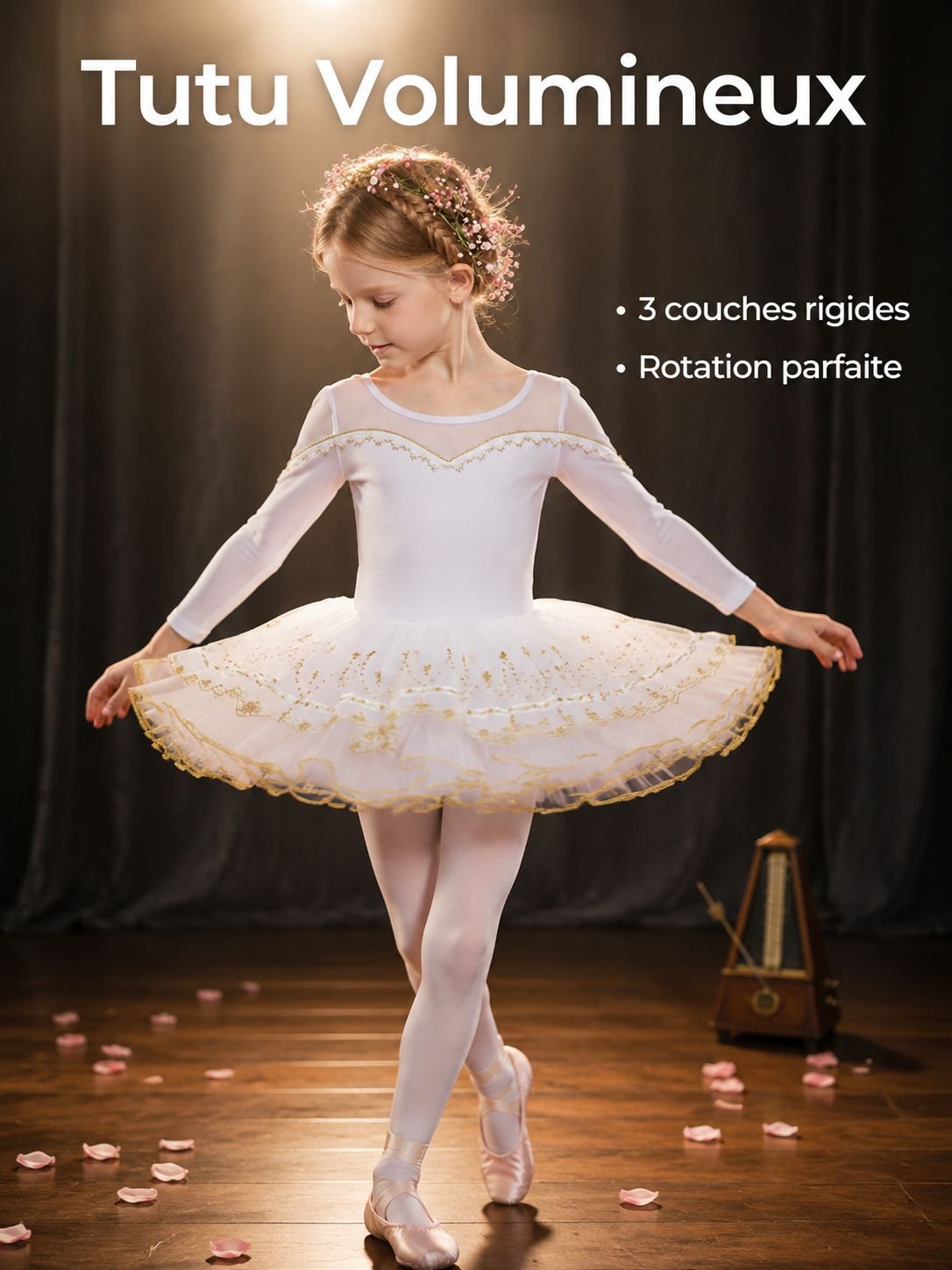Costume de ballet à manches longues pour filles