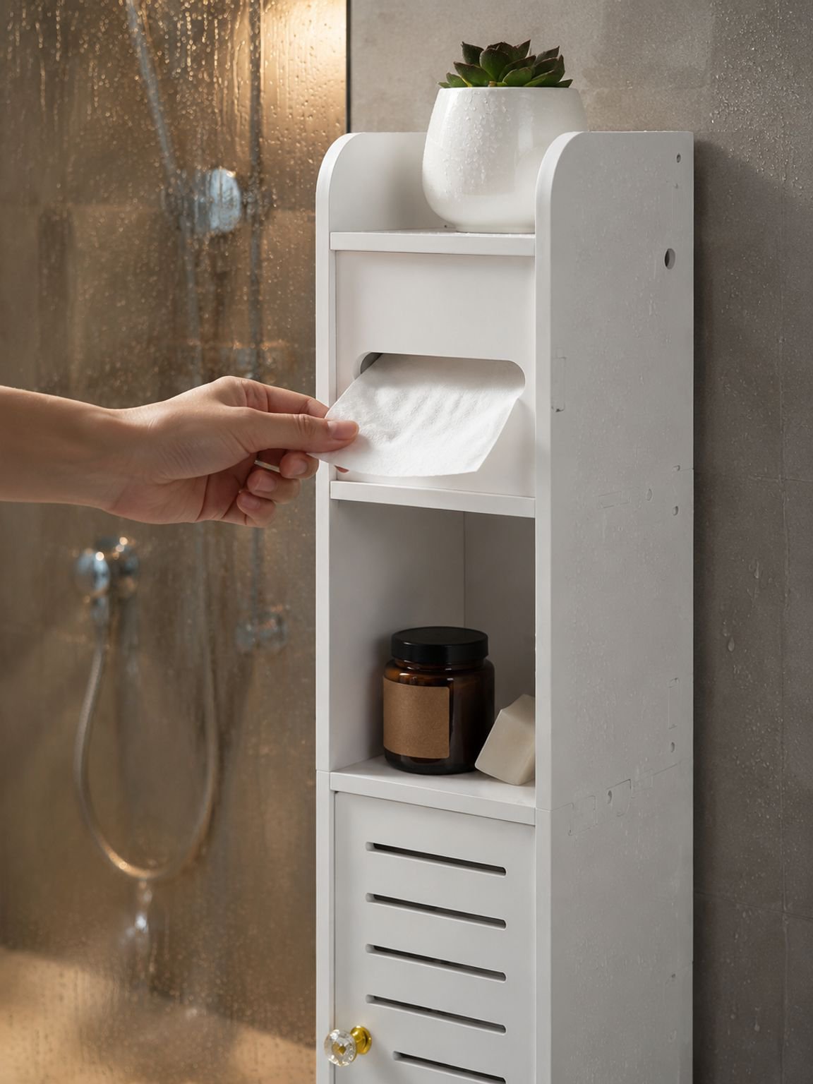 Mueble de almacenamiento compacto para baño