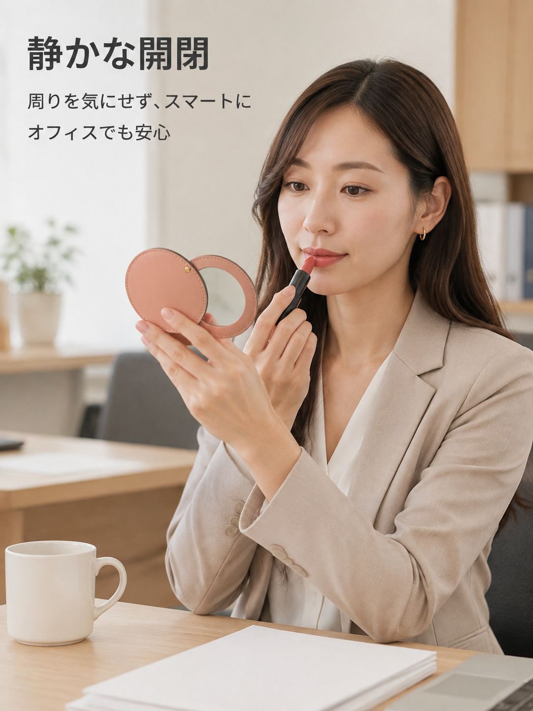 回転式丸型PUミニミラーの正面写真