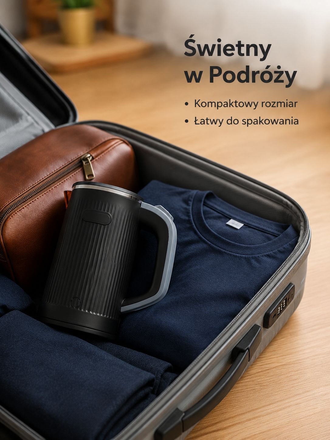 Przenośny czajnik elektryczny z automatycznym wyłączaniem i izolacją, idealny do podróży i domu