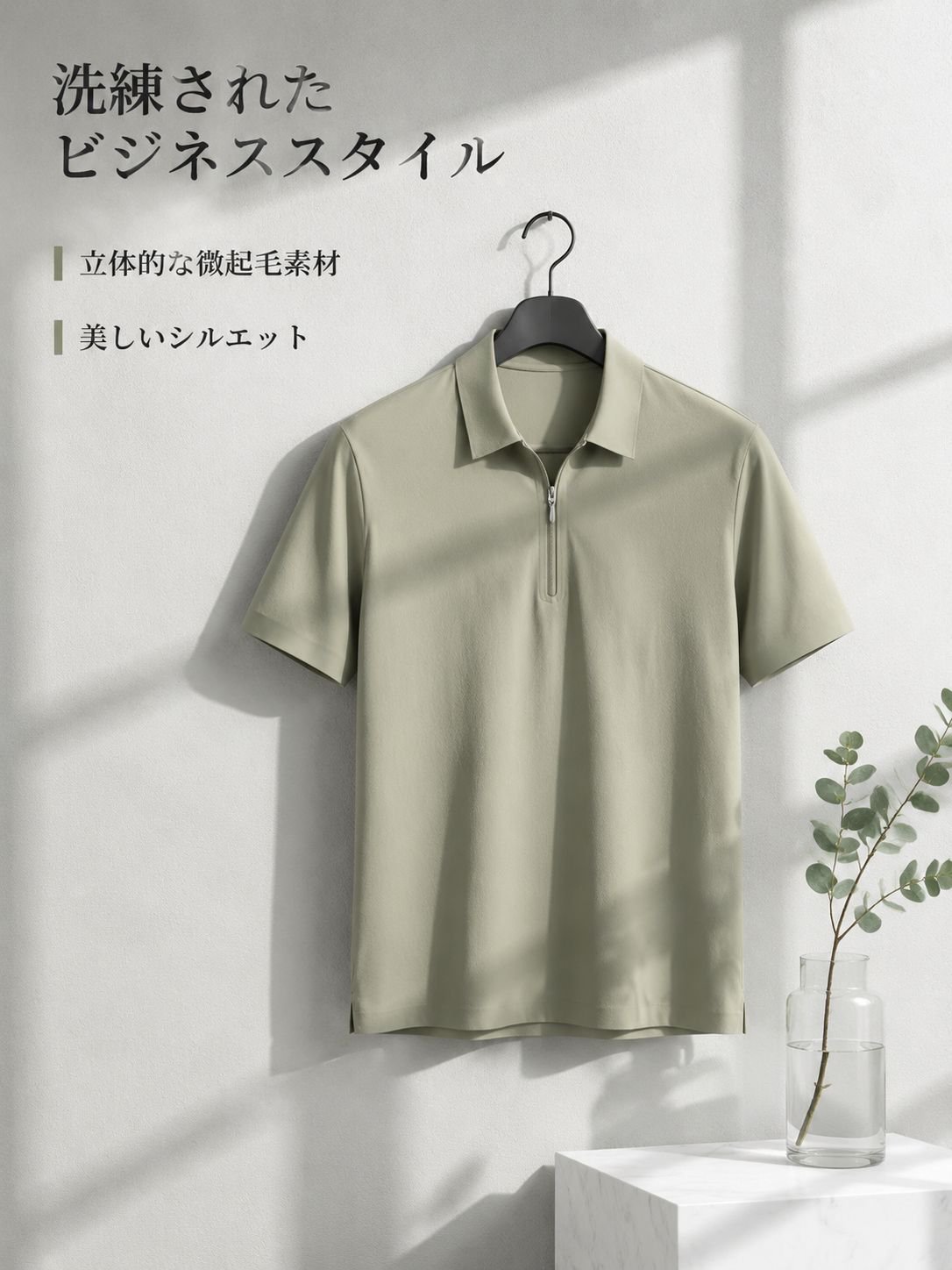 抗菌加工を施した質感のあるポロシャツ。半袖、ビジネススタイル、涼しく速乾性に優れています。