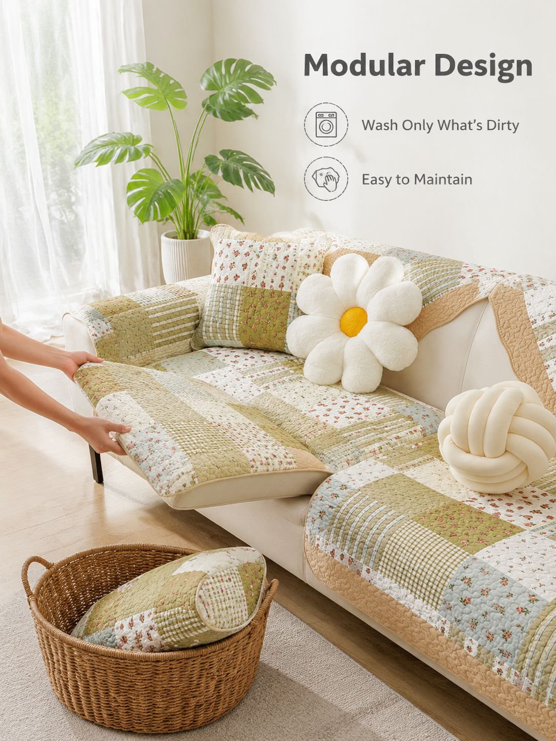 Farmhouse cotton fabric sofa cushion suitable for all seasons