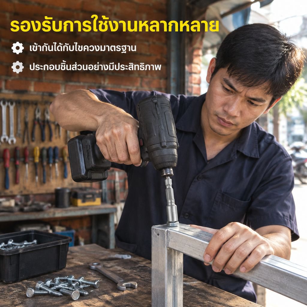 ลูกบล็อกสำหรับไขควงกระแทกแบบก้านยาว (ขนาด 5.5–19 มม.)