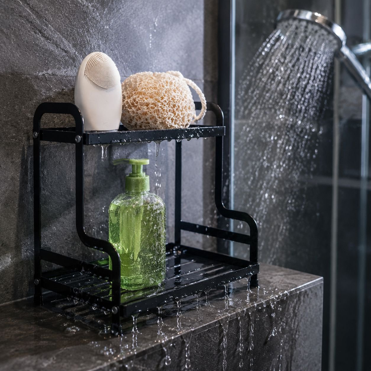 Modern bathroom shelf for organizing cosmetics