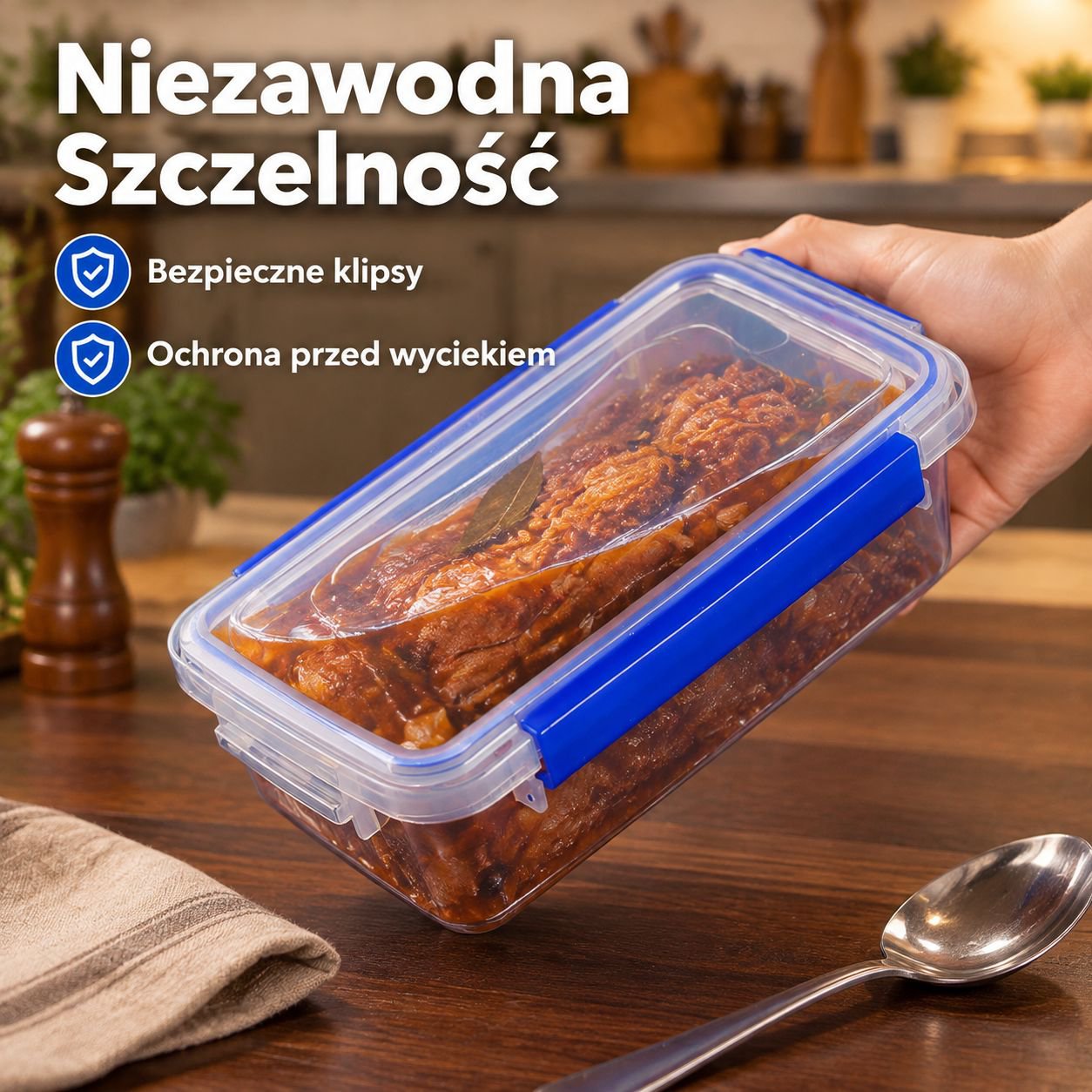 Prostokątne plastikowe pojemniki na żywność