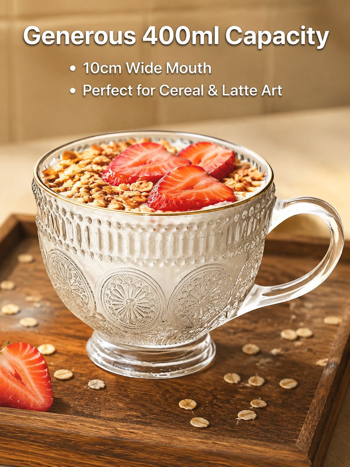 Household Clear Glass Breakfast Mug