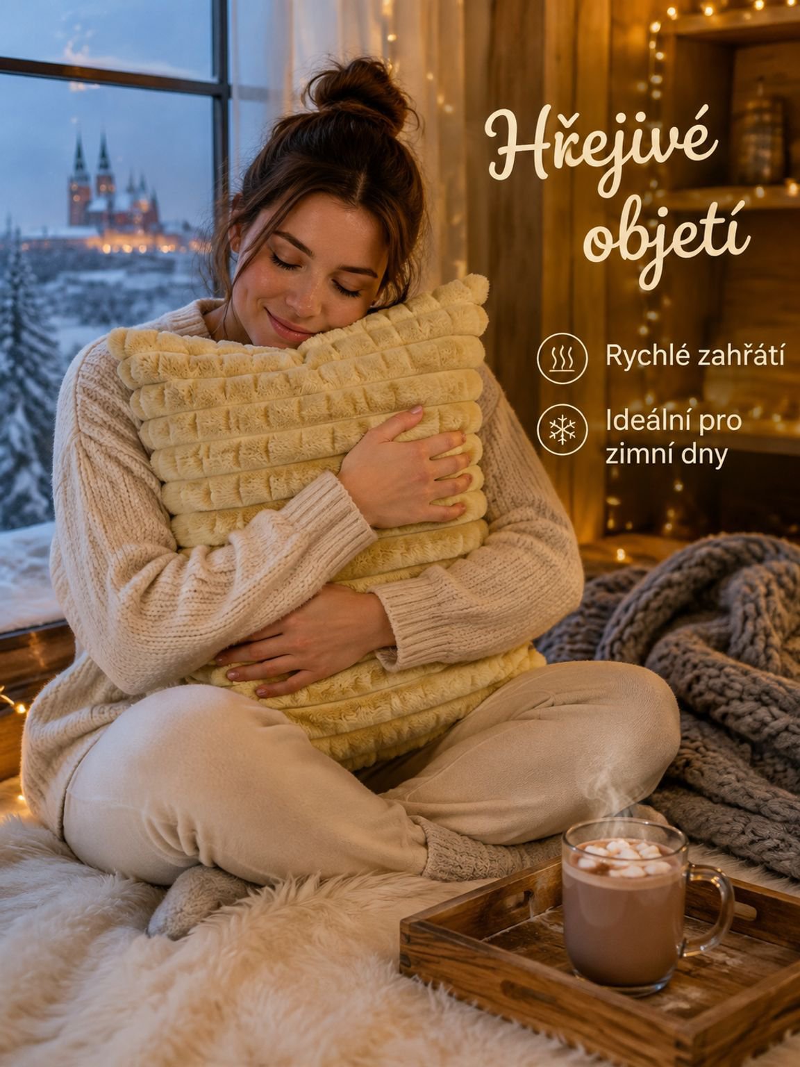 Jednobarevný čtvercový polštář na pohovku