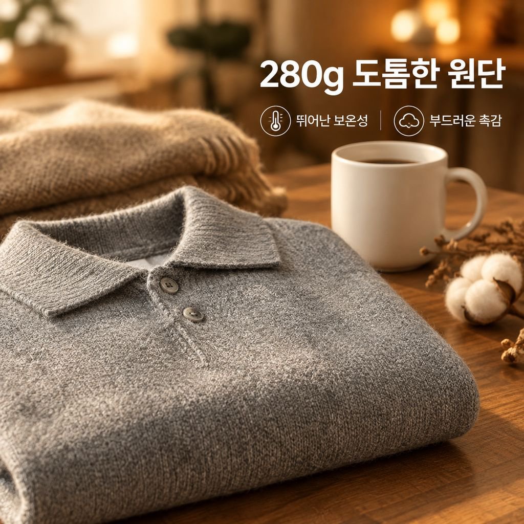남성 F/W 루즈핏 카라 폴로넥 무지 니트 스웨터