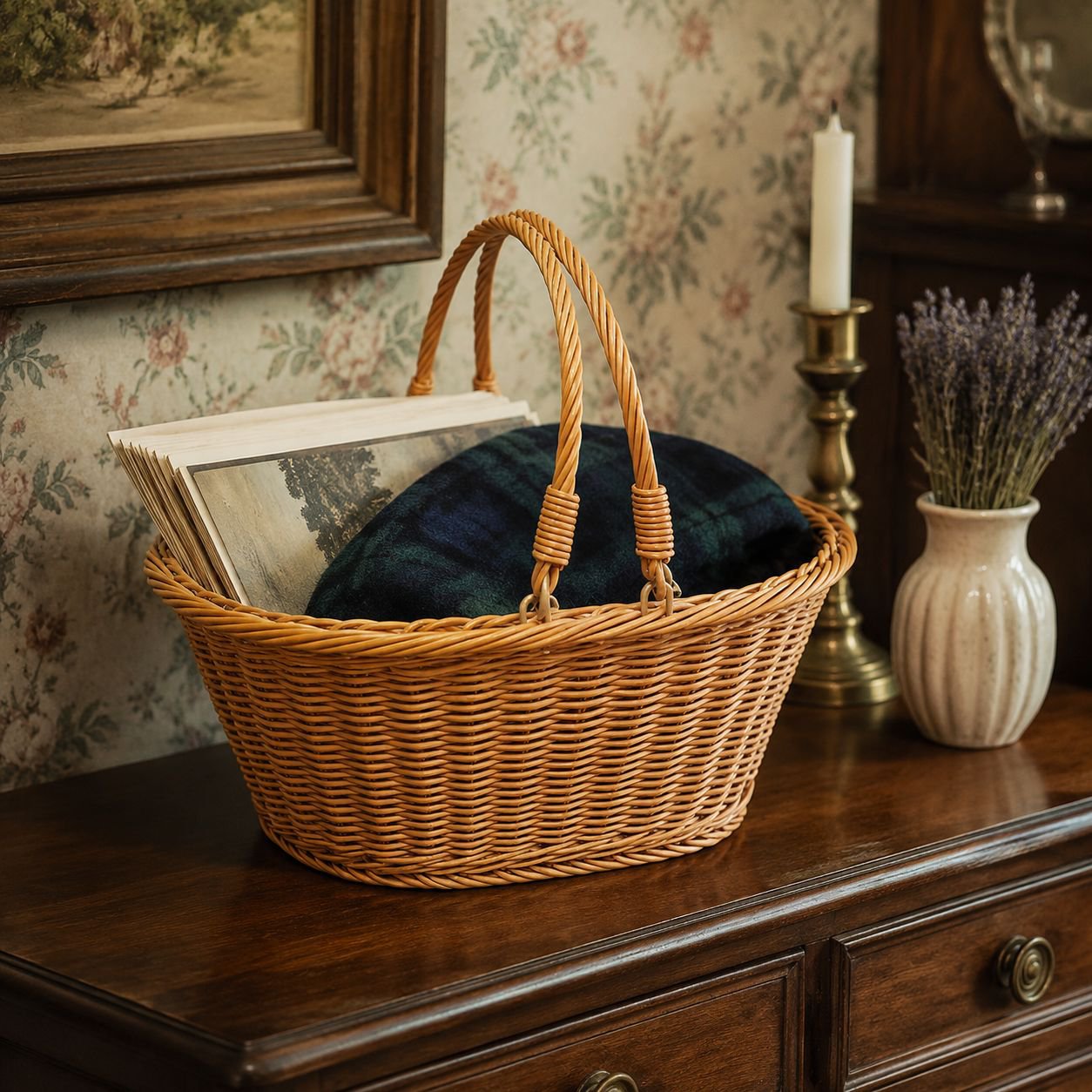Stylish woven oval basket for daily shopping