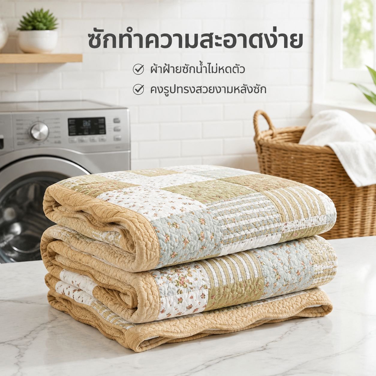 ผ้ารองโซฟาผ้าฝ้ายลายชนบท ใช้ได้ทุกฤดู