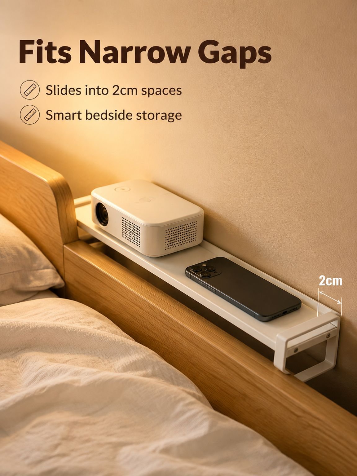 Sofa back shelf, wall-mounted shelf, display shelf, bedside gap shelf, narrow bedside storage shelf