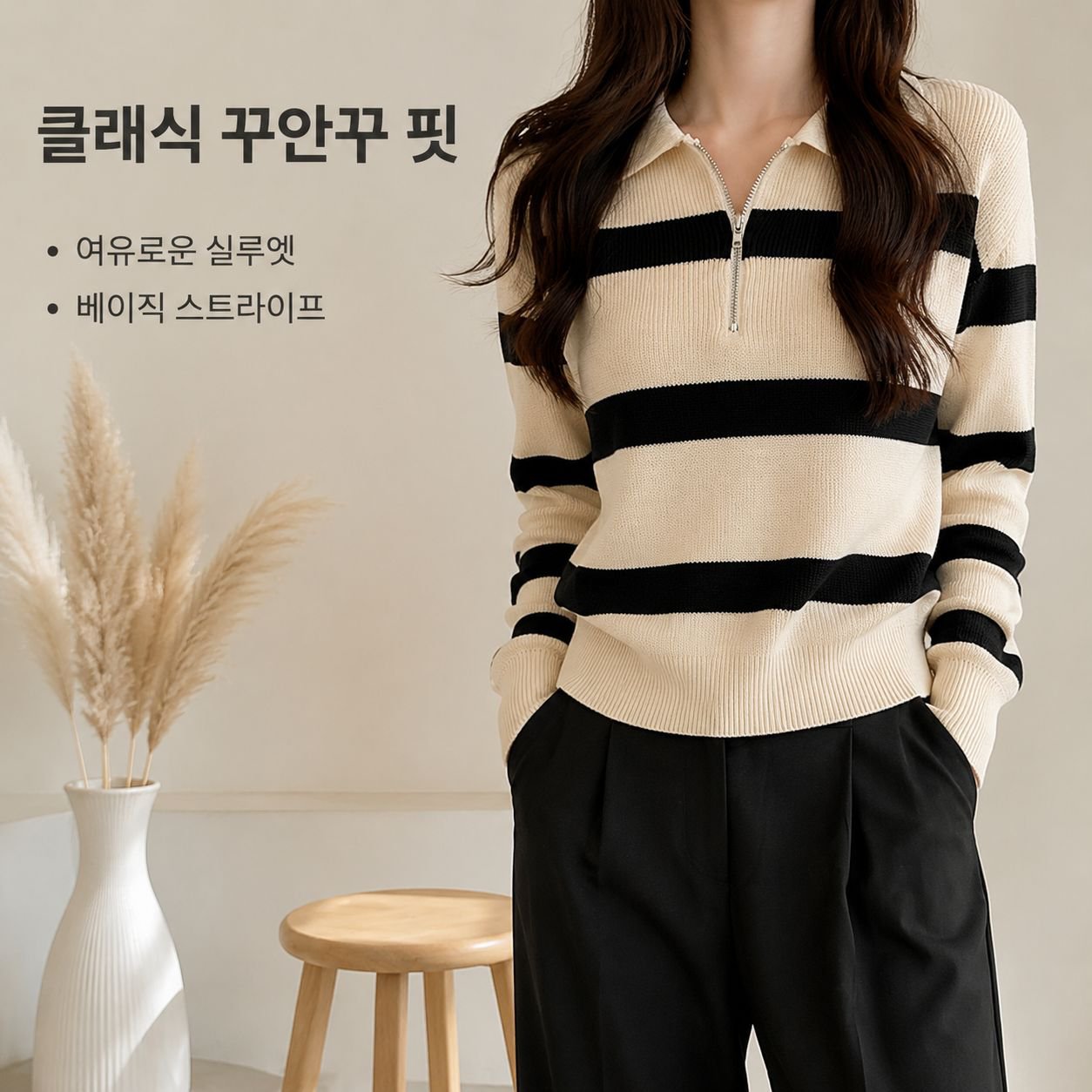 신상 가을 여성 이너 스트라이프 니트